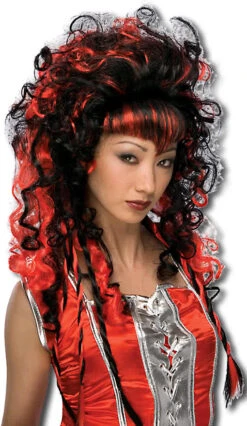 Vamp Perücke Schwarz Und Rot