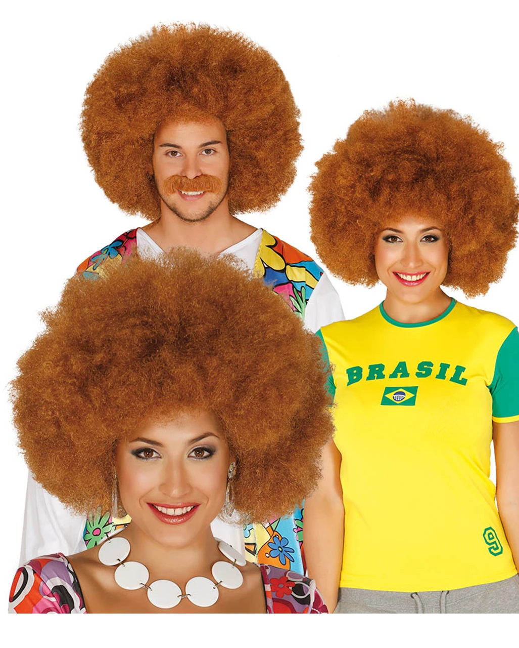 Braune Afro Look Perücke 1 Braune Afro Look Perücke