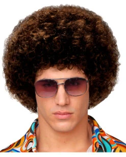 Afro Perücke Medium Braun -Halloween Perücken Geschäft afro peruecke medium braun afro amerikaner frisur fuer fasching lockenperuecke karneval braun 17291 003