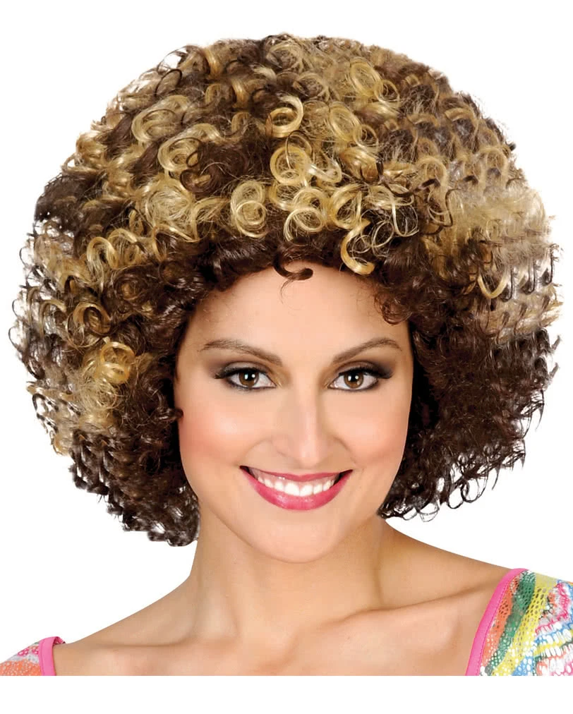 Braun-blonde 70er Afro Perücke 1 Braun-blonde 70er Afro Perücke