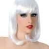 Weiße Damen Perücke Glatt