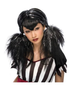 Dark Angel Perücke Schwarz / Silber