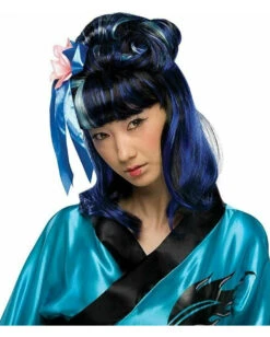 Schwarz-blaue Dragon Lady Perücke