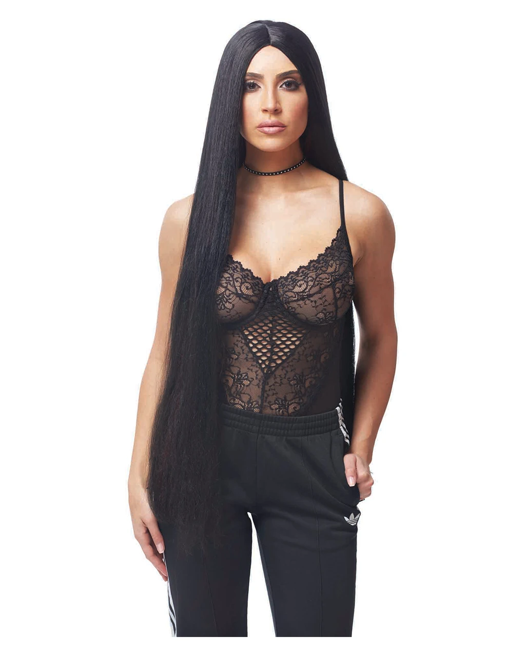 Schwarze Perücke Kim Extra Lang 1 Schwarze Perücke Kim Extra Lang