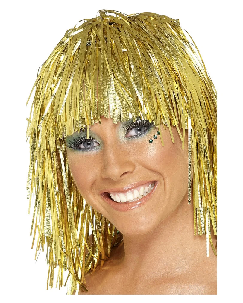Goldene Lametta Perücke 1 Goldene Lametta Perücke