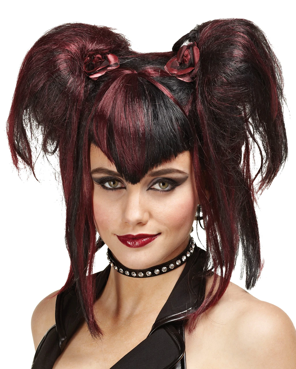 Gothic Fee Perücke Schwarz Rot 1 Gothic Fee Perücke Schwarz Rot