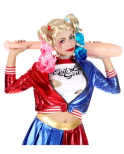 Verrückte Harlequin Perücke -Halloween Perücken Geschäft harequin peruecke crazy mean villain wig halloween peruecke faschings peruecke 52044 03