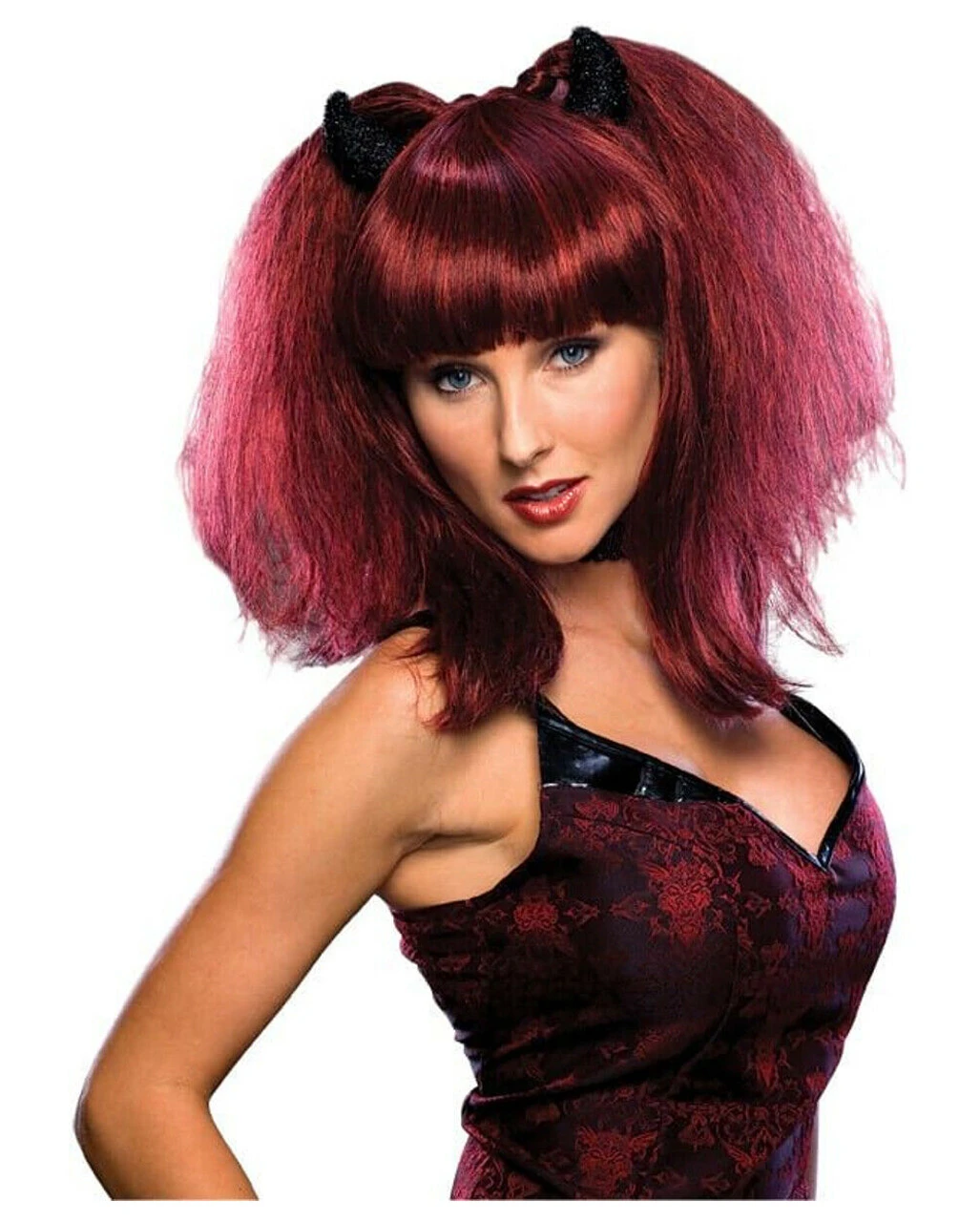 Kesse Teufelin Perücke Mit Hörner 1 Kesse Teufelin Perücke Mit Hörner