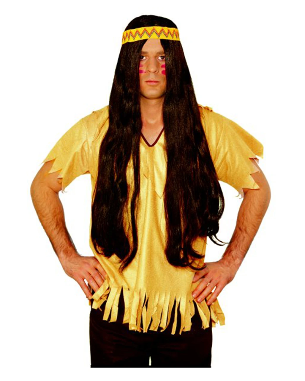 Braune Indianer Perücke Mit Haarband 1 Braune Indianer Perücke Mit Haarband