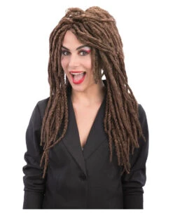 Braune Rasta Perücke Lang