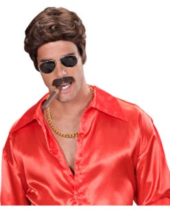 Playboy Herrenperücke Mit Schnäuzer Braun -Halloween Perücken Geschäft playboy herrenperuecke mit schnurrbart braun playboy mens wig with moustache brown playboy maennerperuecke braun 36726 03 1