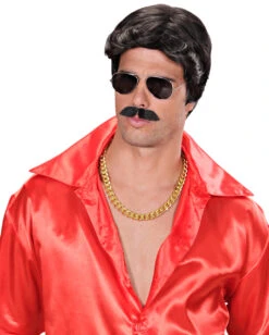 Playboy Herrenperücke Mit Schnäuzer Schwarz -Halloween Perücken Geschäft playboy herrenperuecke mit schnurrbart schwarz playboy mens wig with moustache black playboy maennerperuecke schwarz 36728 03