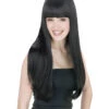 Langhaar Perücke Mit Pony Schwarz