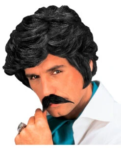 Playboy Perücke Und Bart In Schwarz