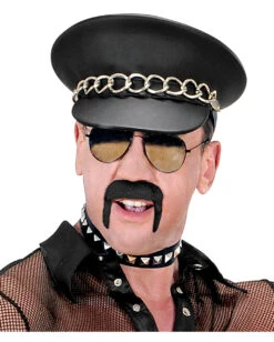 Macker Bart Economy Schwarz -Halloween Perücken Geschäft schwarzer schnurrbart macker gangster schnauzbart hippie bart schwarzer bart aus kunsthaar 17379 003