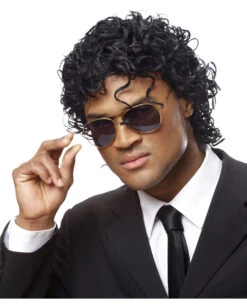 Wet Look Perücke Schwarz